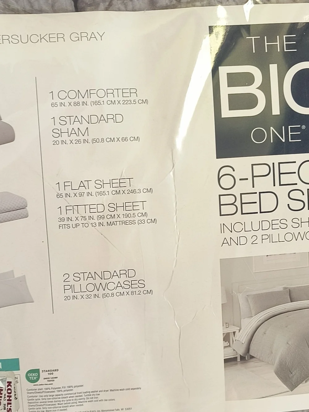 The Big One Seersucker Gray 6-Piece Bedding Set - Twin